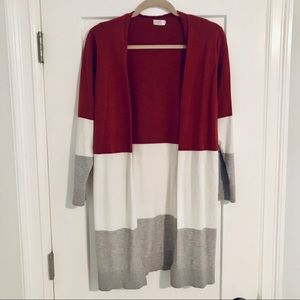 BLUETIME COLOR BLOCK CARDIGAN SIZE LARGE